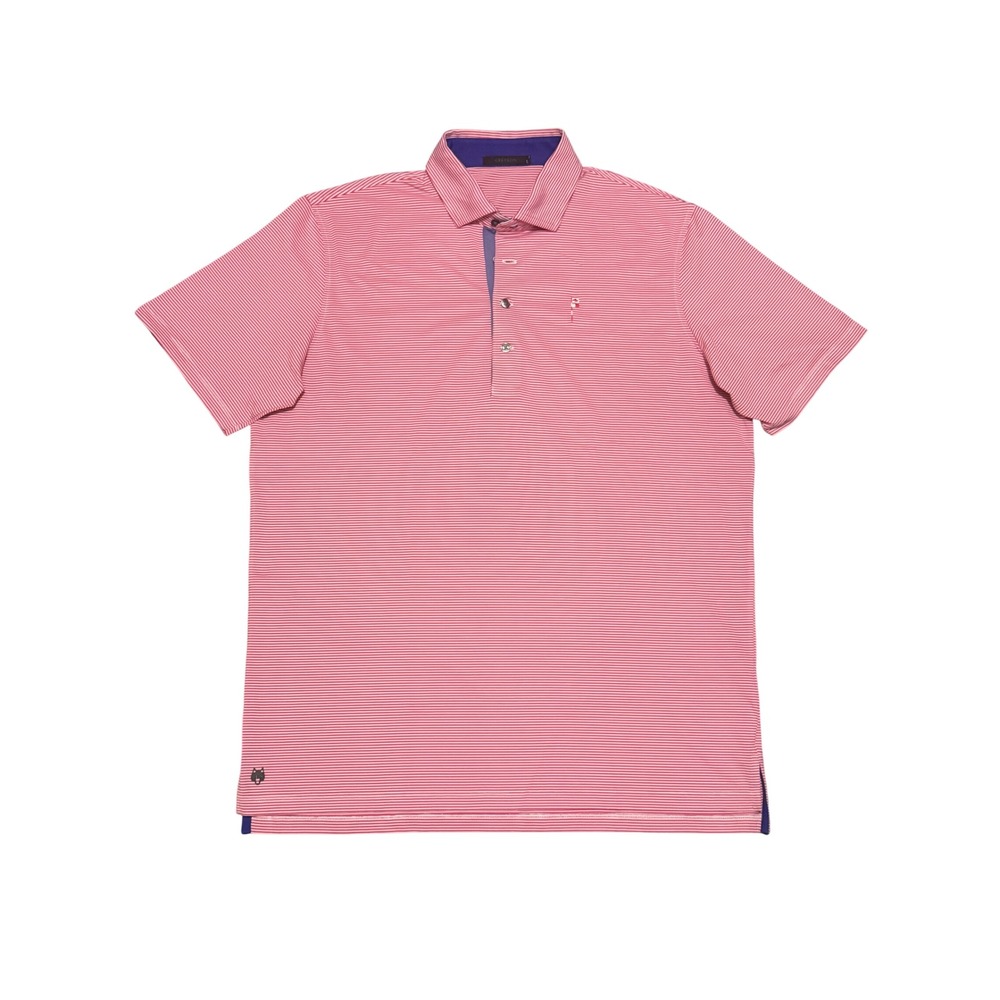 Greyson Mens Friars Head Golf Club Polo Shirt Pink White Stripe Size L Large